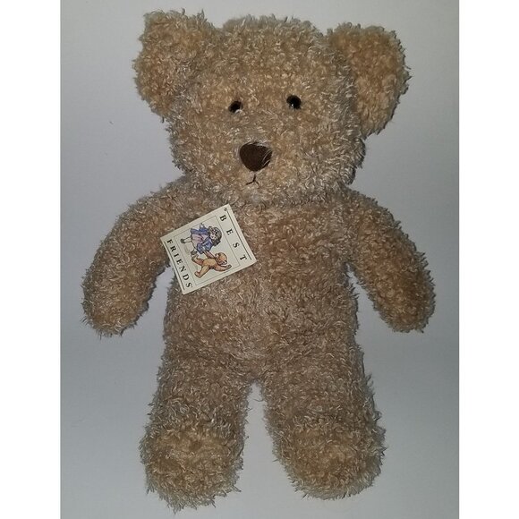 VTG Yangjee Tan Teddy Bear Plush Curly Fuzzy Brown - Picture 1 of 11